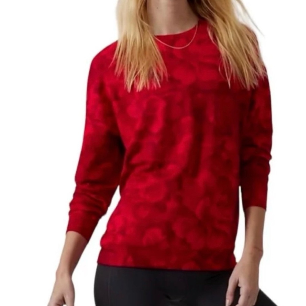 Floral Athleta Balance Pullover in Deep Red